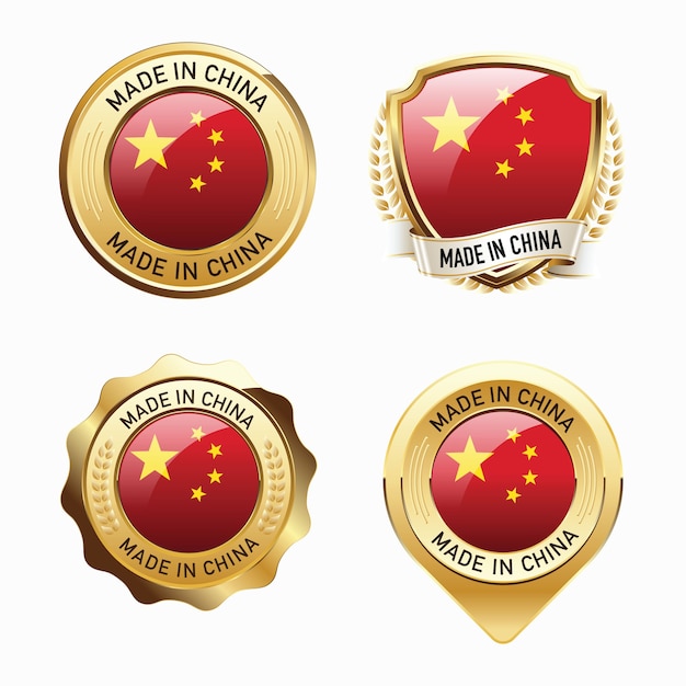 Vector set van made in china-badges