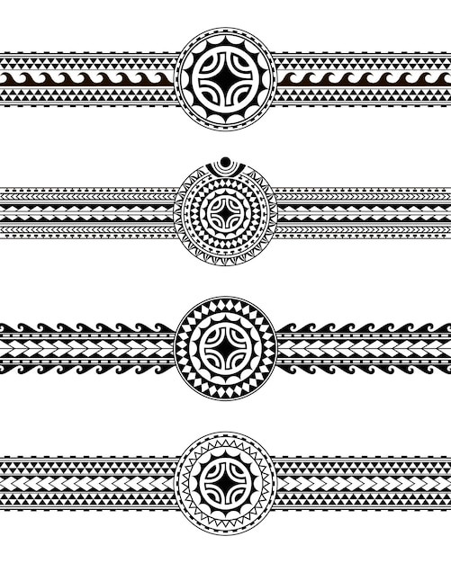 Set van Maori Polynesische tattoo armbanden grens Tribal mouw naadloze patroon vector