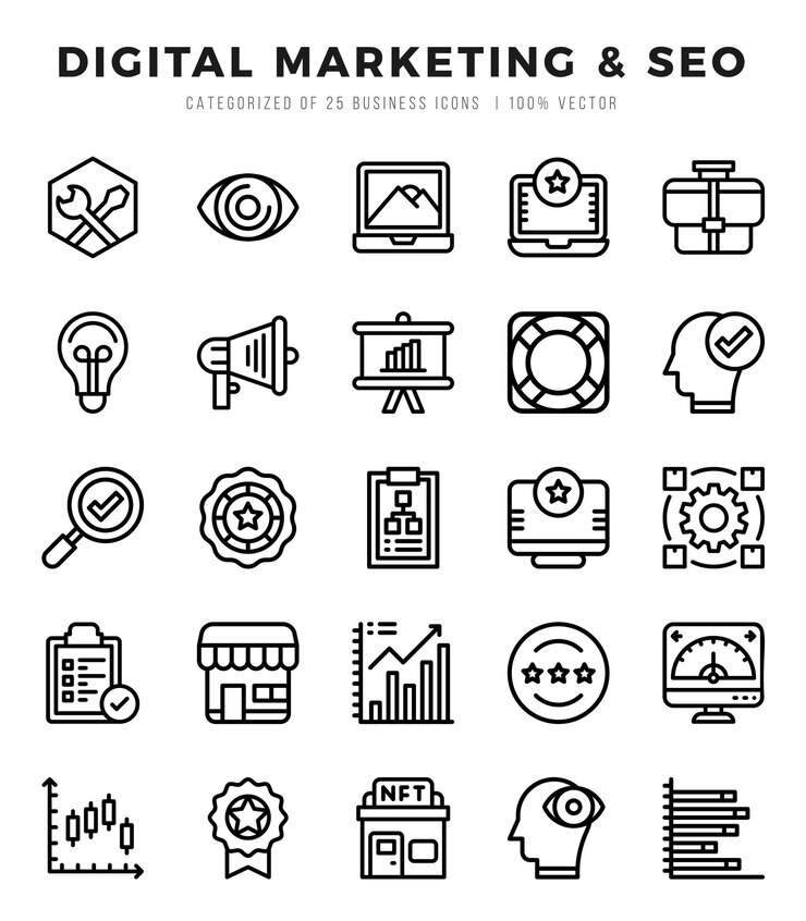 Vector set van marketing seo-iconen vector-illustratie