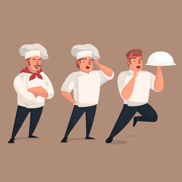 Vector set van mascotte logo karakter chef-kok