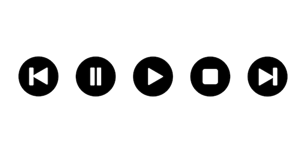 Set van mediaspeler geïsoleerd element Vector iconen Ontwerp mediaspeler symbool