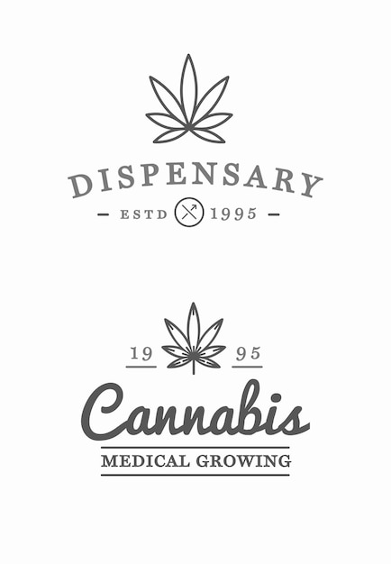 Set van medische cannabis marihuana teken of labelsjabloon in vector kan als logo worden gebruikt