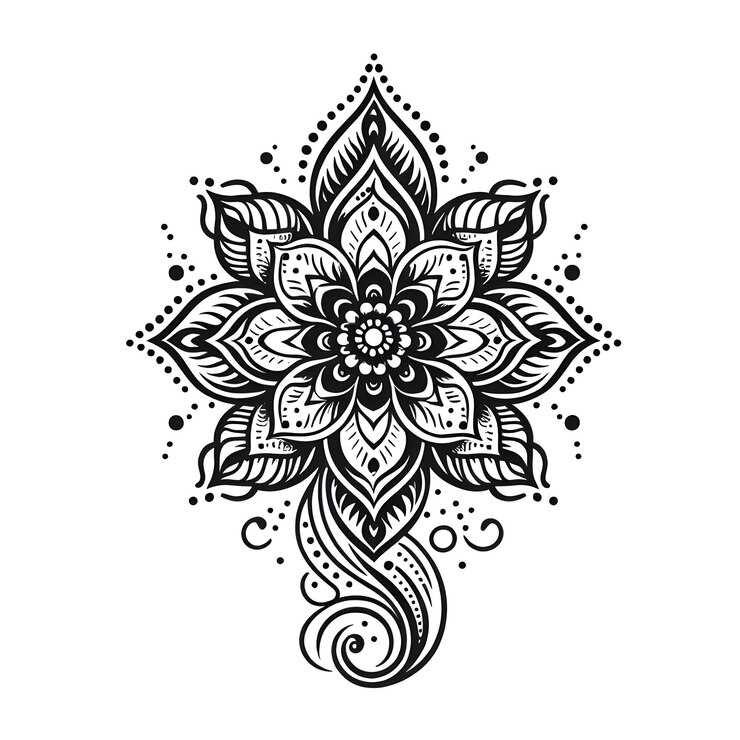 Set van Mehndi bloemen decoratie in etnische oosterse Indiase stijl illustratie