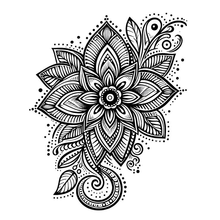 Set van Mehndi bloemen decoratie in etnische oosterse Indiase stijl illustratie