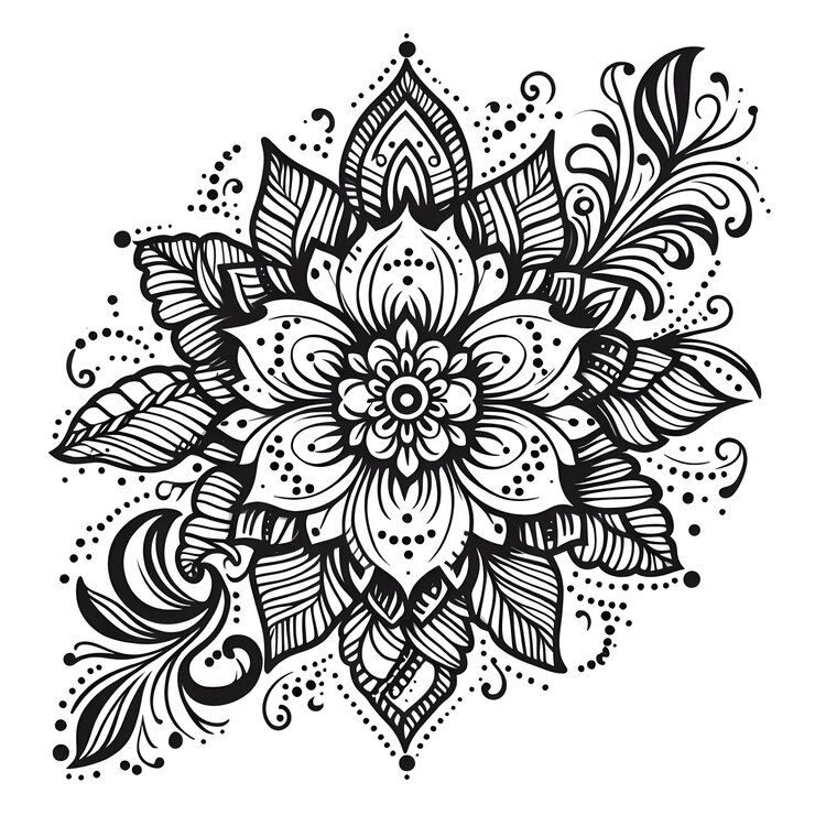 Set van Mehndi bloemen decoratie in etnische oosterse Indiase stijl illustratie