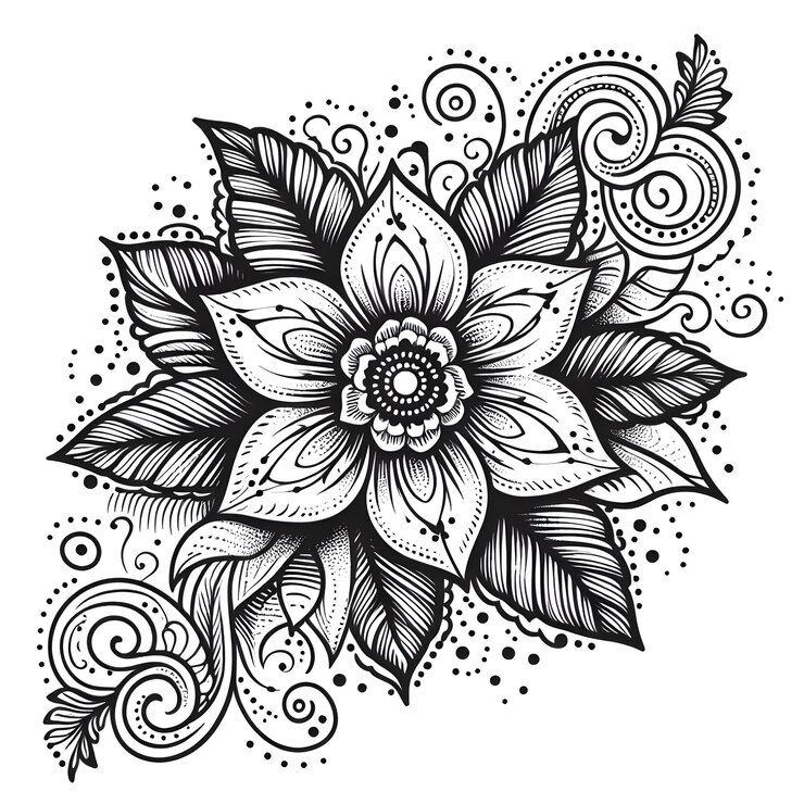 Set van Mehndi bloemen decoratie in etnische oosterse Indiase stijl illustratie