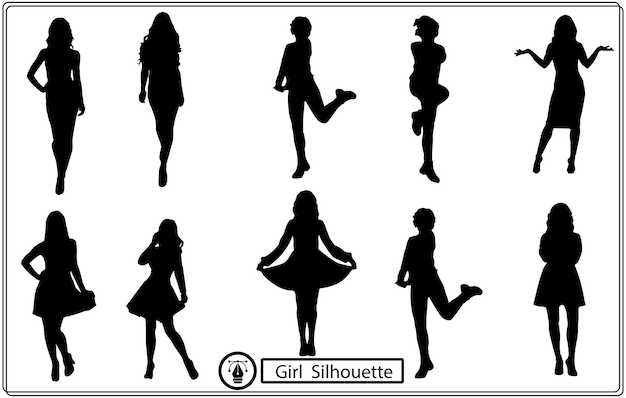 Set van meisje vector silhouetten.