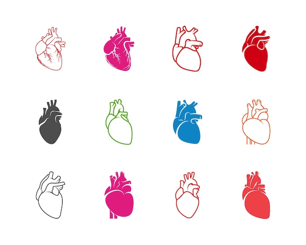 Set van menselijk hart logo vector sjabloon creatieve menselijk hart logo ontwerpconcepten
