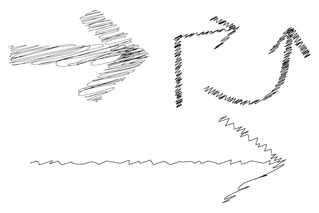 Set van met de hand getekende doodle scribble pijl vorm ontwerp element