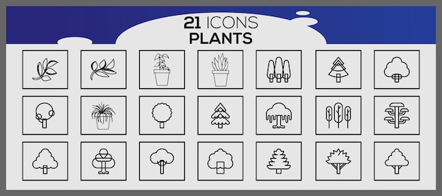 Set van met de hand getekende vector van planten Set van verschillende planten iconSet van sierplanten