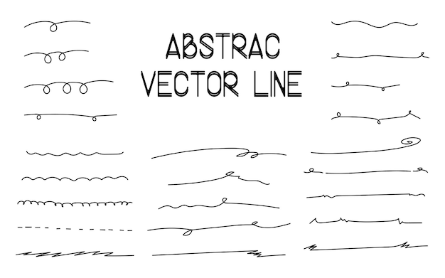 Vector set van met de hand getekende vectorlijn