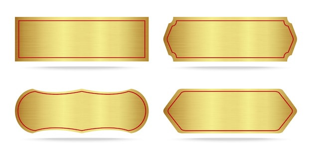 Set van metalen goud naamplaatje