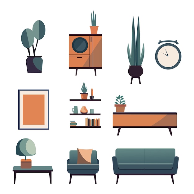 Vector set van meubel iconen vector illustratie