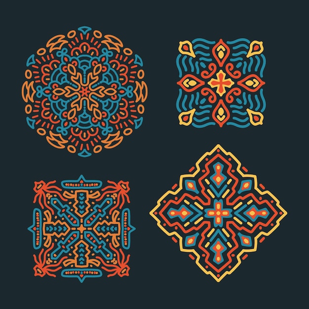 Set van mexicaanse ornament kleurrijke stijl