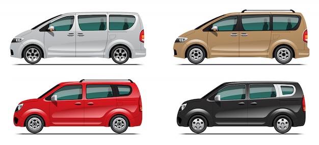 Vector set van minibusje