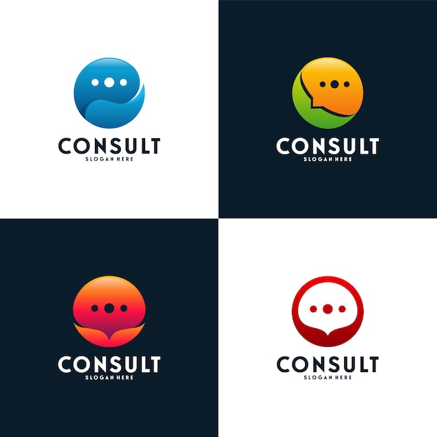 Set van modern gradient consulting agency-logo sjabloonontwerpen, simple elegant consult-logosjabloon