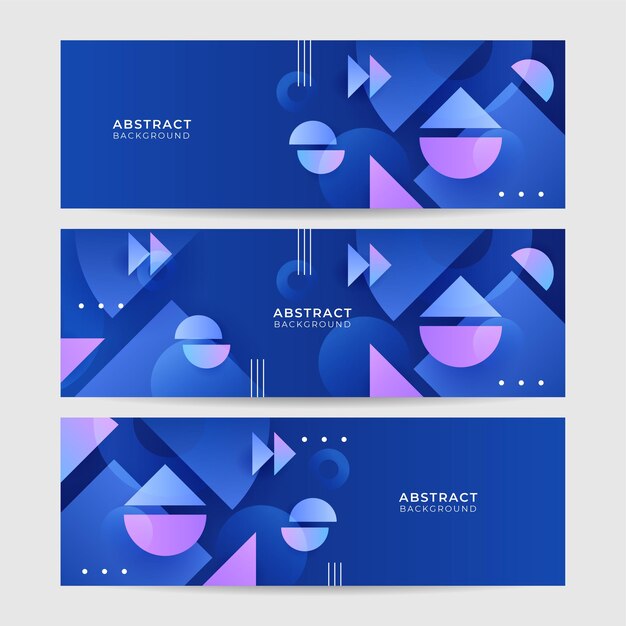 Set van moderne abstracte donker blauwe banner achtergrond Vector illustratie sjabloon met patroon ontwerp voor technologie zakelijke bedrijfsinstelling partij feestelijke seminar en gesprekken