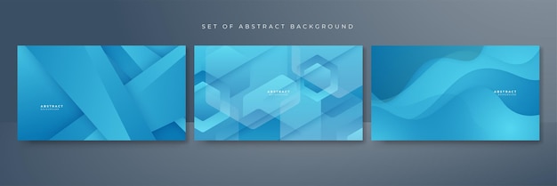 Set van moderne blauwe abstracte achtergrond met bedrijfsconcept en moderne trendy frisse kleur voor presentatie ontwerp flyer social media cover web banner tech banner business en webinar