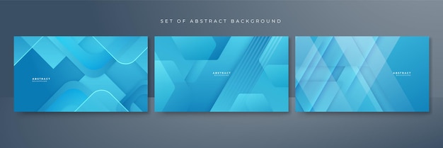 Set van moderne blauwe abstracte achtergrond met bedrijfsconcept en moderne trendy frisse kleur voor presentatie ontwerp flyer social media cover web banner tech banner business en webinar
