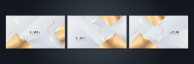 Set van moderne elegante luxe wit en goud abstract ontwerp achtergrond vector abstract grafisch ontwerp banner patroon presentatie achtergrond websjabloon
