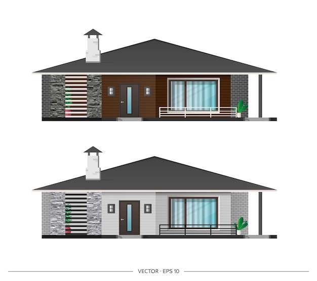 Set van moderne huizen geïsoleerd op wit