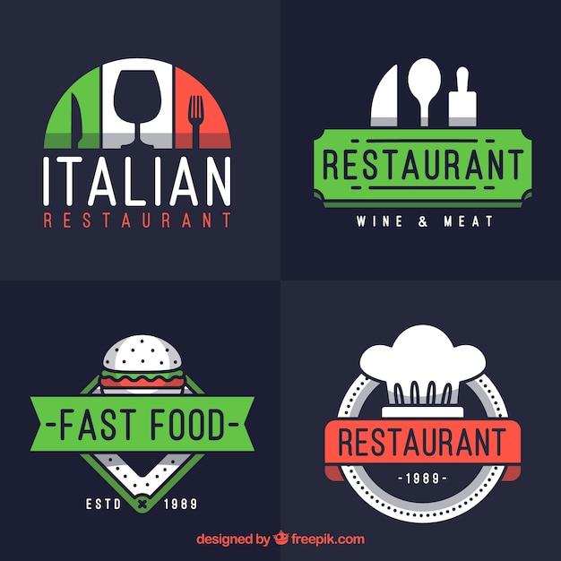 Set van moderne logo's voor italiaans restaurant