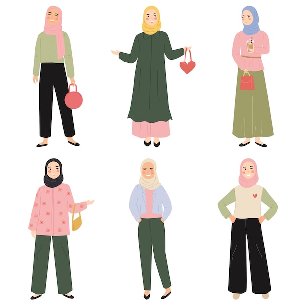 Set van moderne meisjeskleding hijab