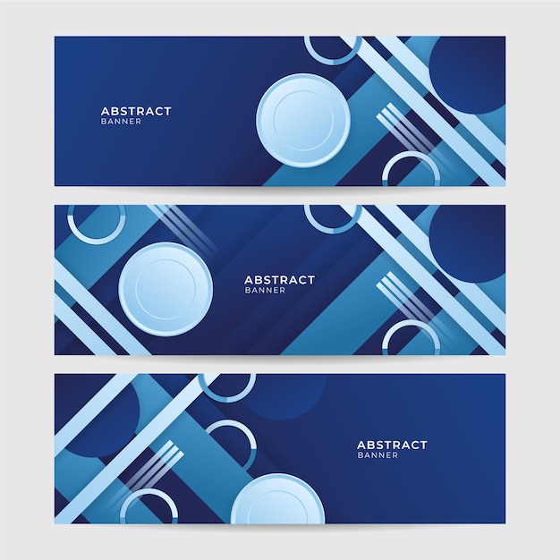 Set van moderne memphis geometrische blauwe abstracte banner ontwerp achtergrond Blauwe banner achtergrond geometrische blauwe lichte strepen textuur achtergrond