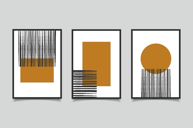 Set van moderne minimalistische gele abstracte strepen poster