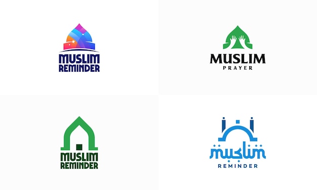 Set van moderne moslim herinnering logo ontwerpen concept vector islamitische moskee logo sjabloon pictogram