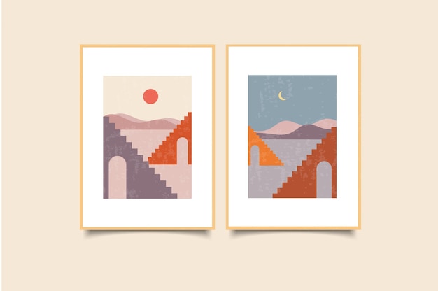 Set van moderne poster kunst aan de muur boho hedendaags