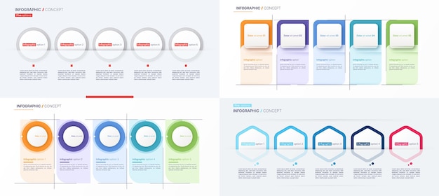 Set van moderne vector infographic concept sjabloon Vijf opties