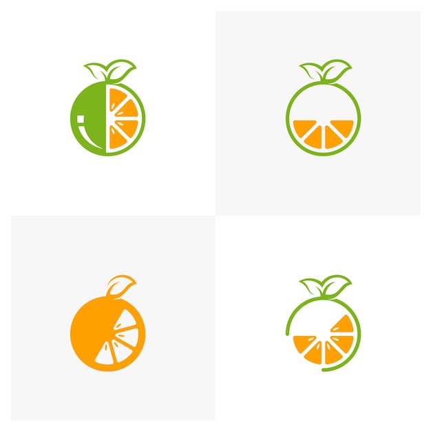 Set van moderne vers oranje logo vectorillustratie vers oranje segment logo ontwerpsjabloon