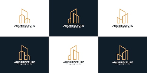 Set van monogram architectuur onroerend goed graphics eigendom logo ontwerp