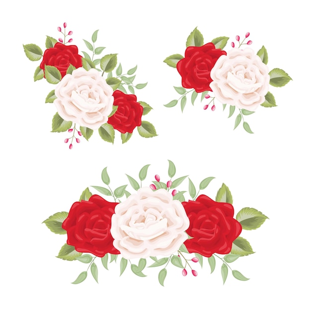 Set van mooie bloemenboeket ornament vectorillustratie