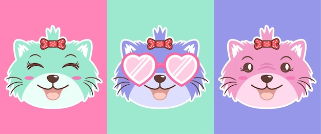 Set van mooie kat karakter cartoon