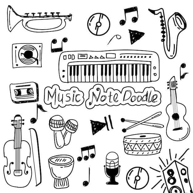 set van muziek doodle vector