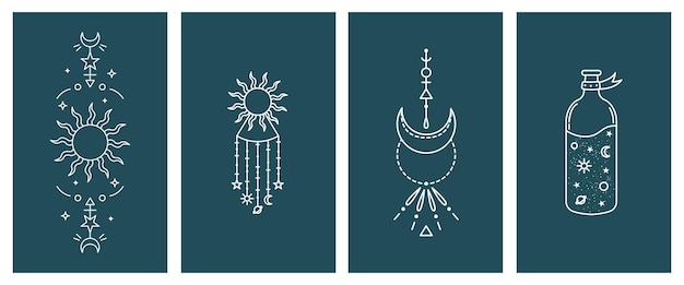 Set van mystieke astrologische posters