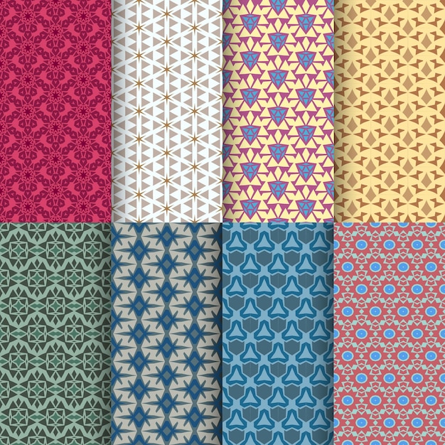 Set van naadloze decoratieve geometrische vormen patroon