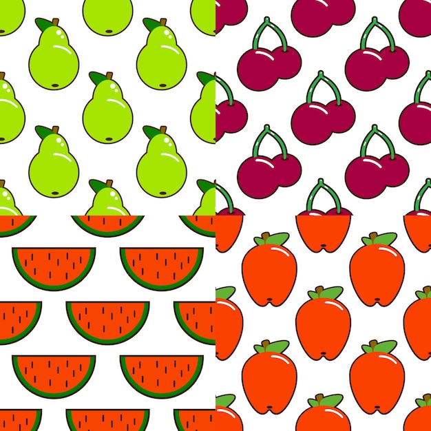 Set van naadloze fruit- en bessenpatroon platte ontwerp vectorillustratie