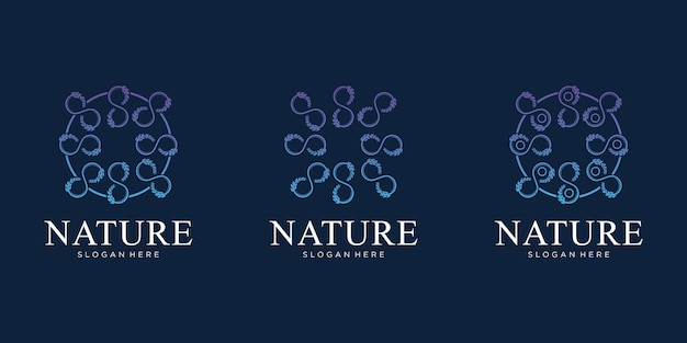 Set van natuur bloem logo ontwerp