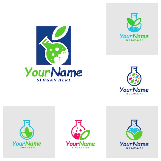 Set van natuur Lab Logo ontwerpsjabloon Science lab logo concept vector creatieve pictogram symbool