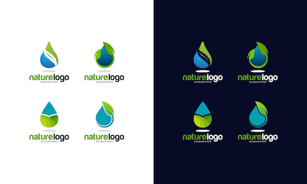Set van natuur Water logo sjabloon moderne Pure Water logo collectie ontwerpen vector