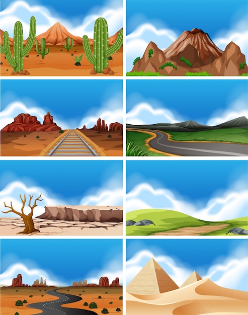 Vector set van natuurlandschap