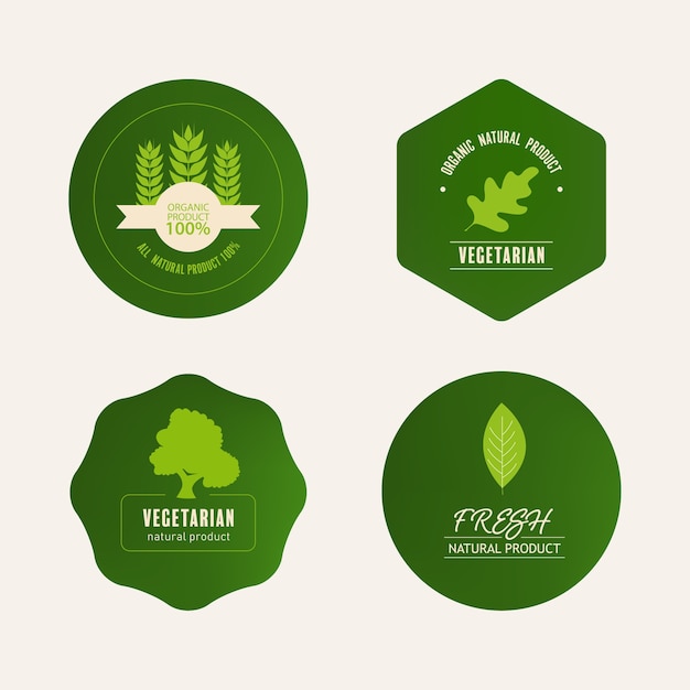 Vector set van natuurlijke label en biologische banner groene kleur