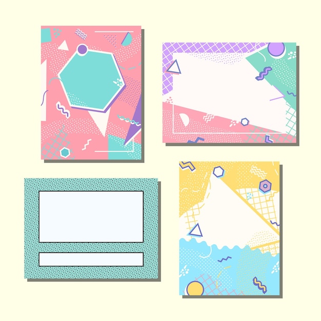 Set van Neo Memphis Geometry Pastel kleur achtergrond sjabloon Cover