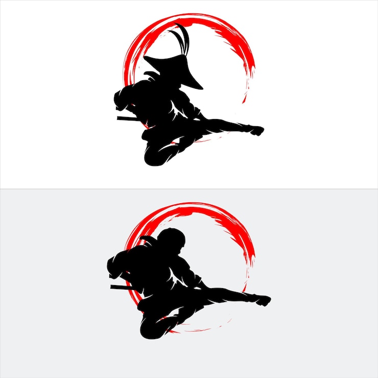 Vector set van ninja silhouet illustratie
