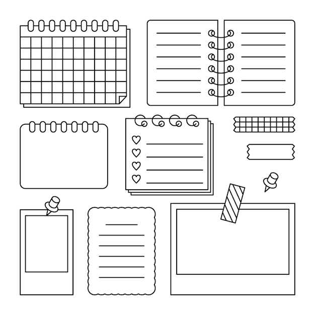 set van notepapier vector