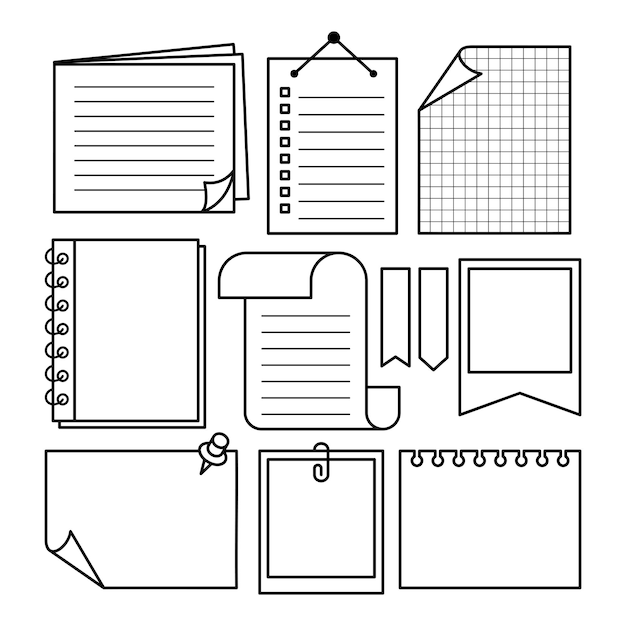 set van notepapier vector