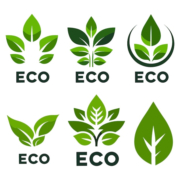 Set van ontwerpelementen van groene bladeren